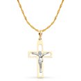 thumbnail image 1 of 14K Two Tone Gold Crucifix Pendant with 1.2mm Singapore Chain Chain Necklace - 20", 1 of 4