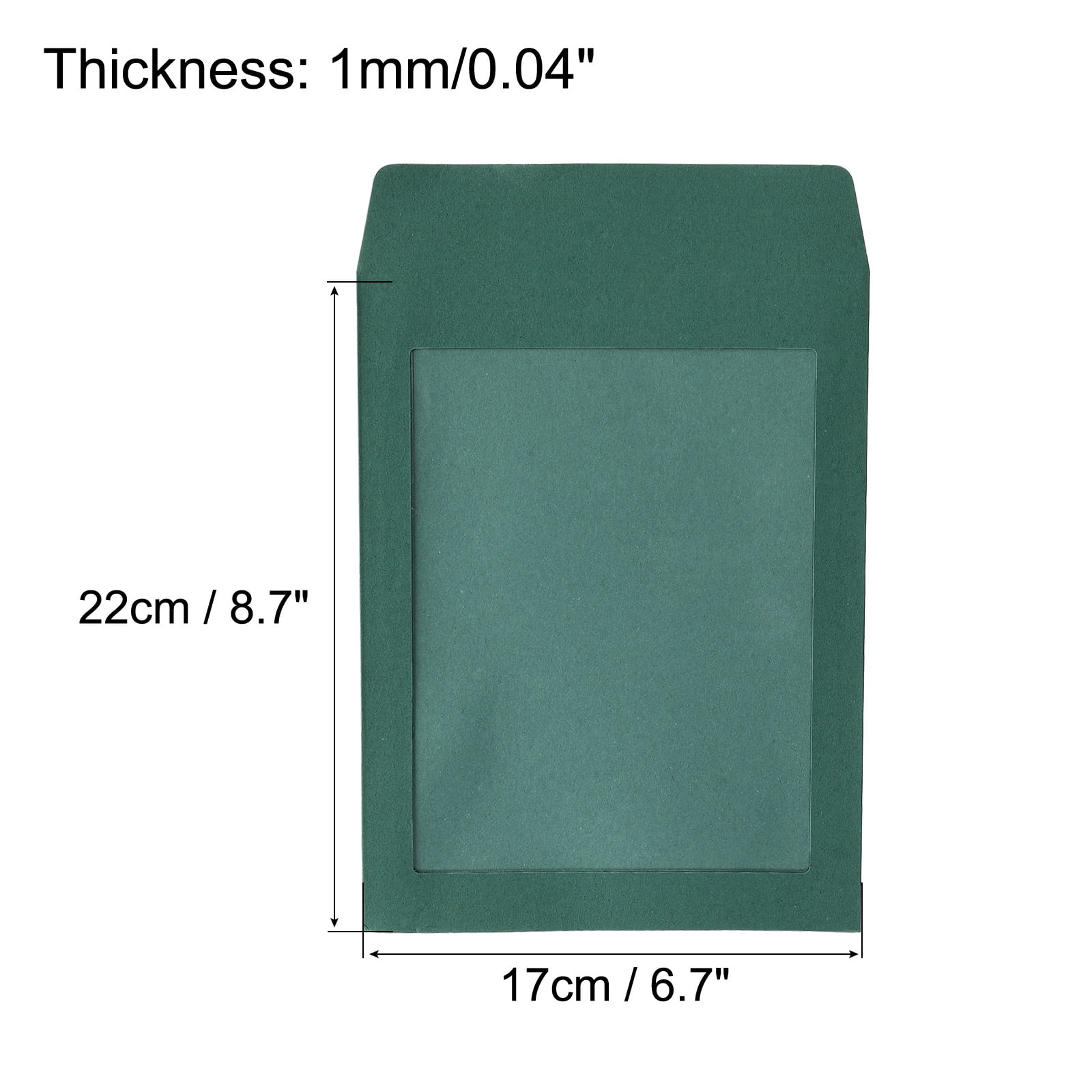 Unique Bargains Full Face Window Envelopes Clear Single Sided Green