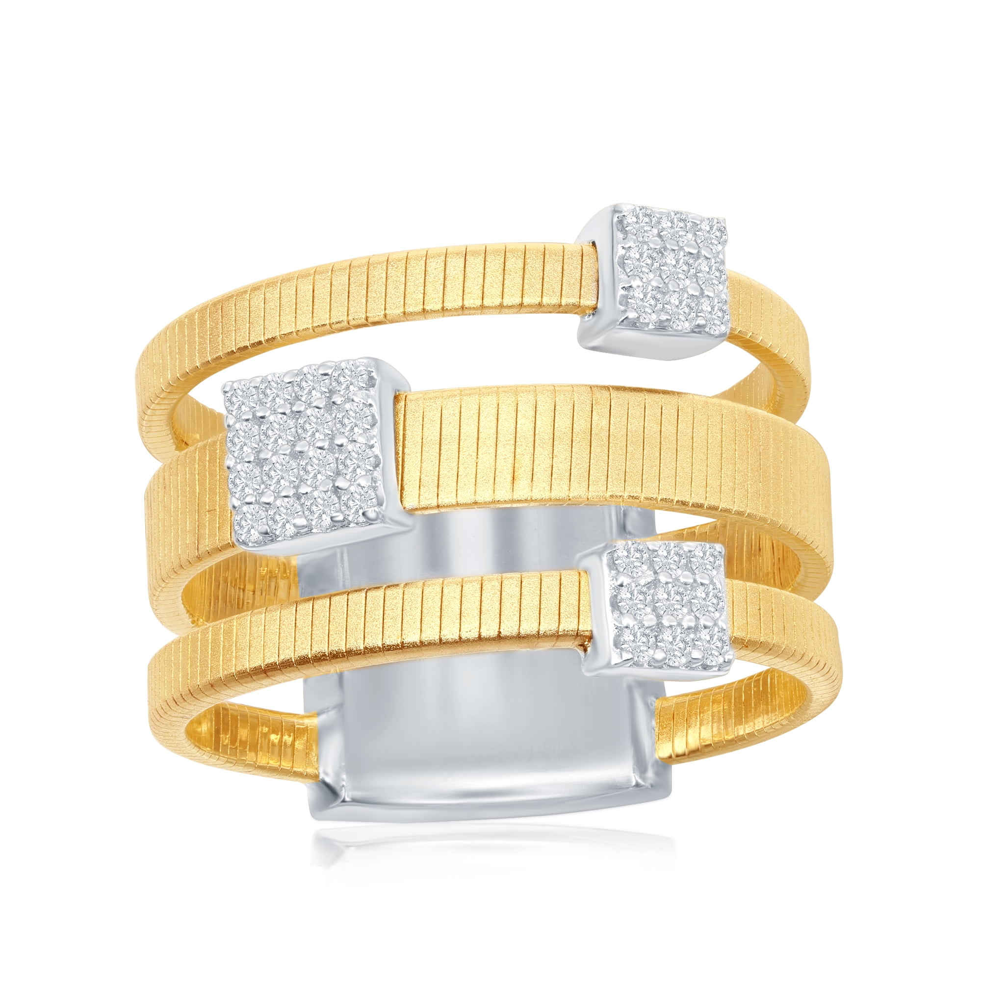 Beaux Bijoux Sterling Silver Italian Designer TwoTone Matte 14K Gold