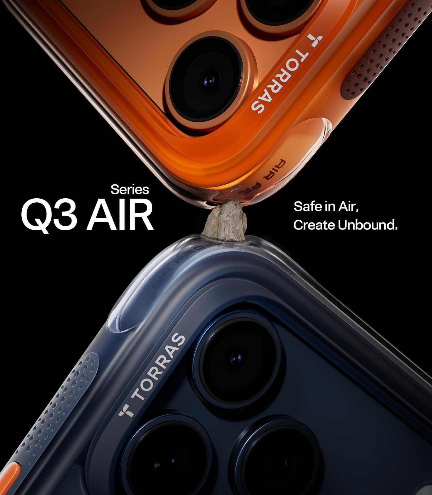 TORRAS Flagship Q3 Air for iPhone 17 Pro Max Case,Visible Airbag Drop Protection,Hardcore Air Cushion Tech ,Mil-Grade Protection,Fit for MagSafe,360 Rotating Stand Case ,6.9",Midnight Blue