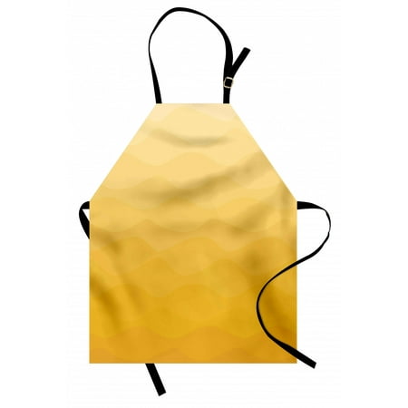 

Yellow Ombre Apron Retro Simplistic Color Based Design of Wavy Motif Unisex Kitchen Bib with Adjustable Neck for Cooking Gardening Adult Size Earth Yellow Mustard by Ambesonne