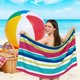 thumbnail image 5 of Toalla de playa de microfibra de doble cara, terciopelo, secado rápido, suave, absorbente, sin arena, rectangular grande, ideal para viajes, piscina y natación., 5 of 6