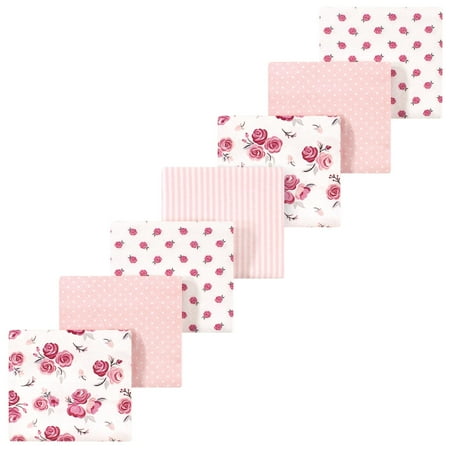 Luvable Friends Hudson Baby Flannel Receiving Blankets 7pk, Pastel Rose