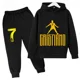 thumbnail image 3 of Conjunto de sudadera y pantalones deportivos para niños, conjunto de 2 piezas para niños y niñas, ropa para niños con estampado de avatar de Ronaldo, 3 of 5