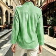thumbnail image 7 of ClodeEU Women's Plaid V Neck Long Sleeve Shirt, Casual Loose Henley Blouse Tops ,Women's Plus M, 7 of 7