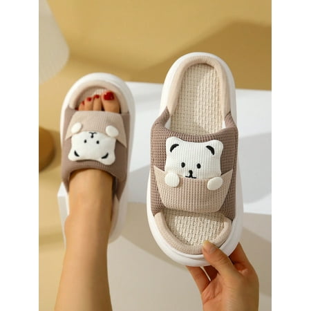 

Women Cartoon Bear Decor Home Slippers Preppy Fabric Novelty Slippers