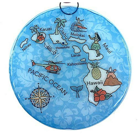Ruth's Ethical Goods Hawaii Island Map Christmas Tree Ornament - Art Glass Light Catcher
