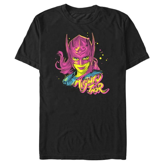 Men's Marvel: Thor: Love and Thunder Jane Foster Pink Portrait  Graphic Tee Black 3X Large