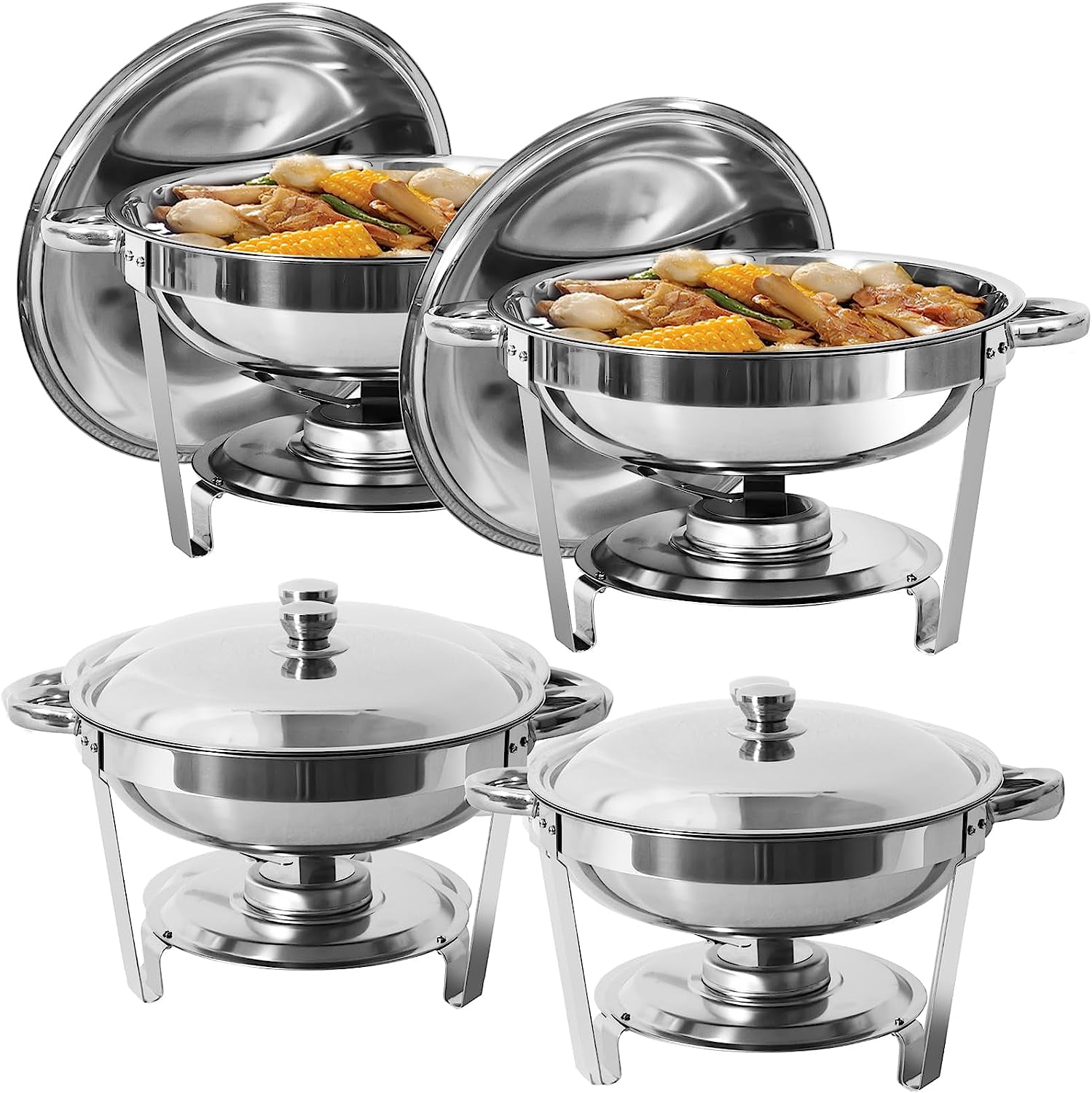 Jacgood 4 Qt Chafing Dish Buffet Set,4 pack Stainless Steel Round