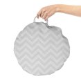 thumbnail image 2 of Chevron Round Floor Cushion with Handle, Rhythmic Monochrome Intricate Triangles Consisting Dots Zigzag Illustration, Pillow for Living Room & Dorms, 18" Round, Dark Grey White, by Ambesonne, 2 of 4