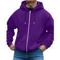 thumbnail image 5 of Mens Long Sleeve Zip-up Hoodie With Kanga Pocket Purple 2XL, 5 of 6