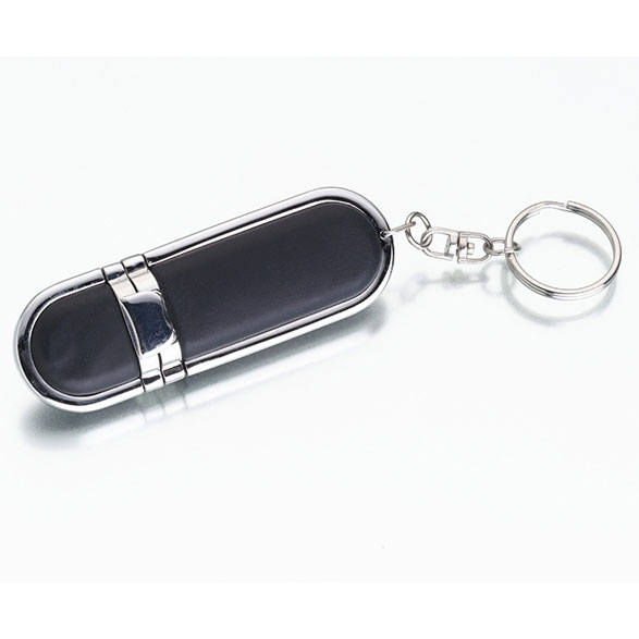 Silver/Black USB Flash Drive Keychain (1 GB)
