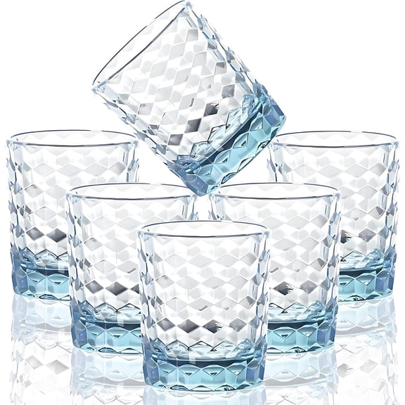 8 Oz 6-Piece Unbreakable Drinking Glasses Tritan Plastic Tumblers Dishwasher Safe BPA Free Small Acrylic Juice Glasses for Kids Plastic Water Glasses (8 Oz 6 Pieces Light Blue)