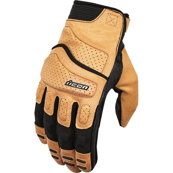 Icon Superduty 3 Mens Leather Motorcycle Gloves Tan 3XL