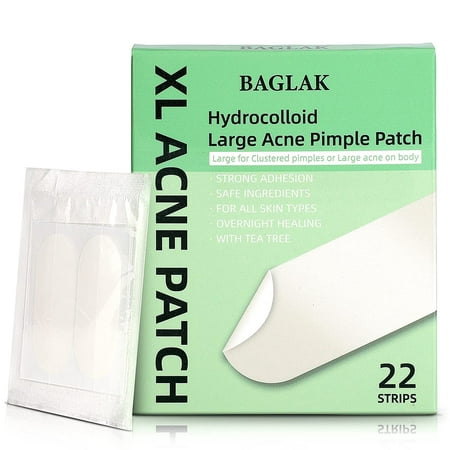 Hydrocolloid Large Acne Pimple Patches (22 Strips) Larger Breakouts on Cheek, Covers Blemishes - Zit Sticker Facial Skin Care
