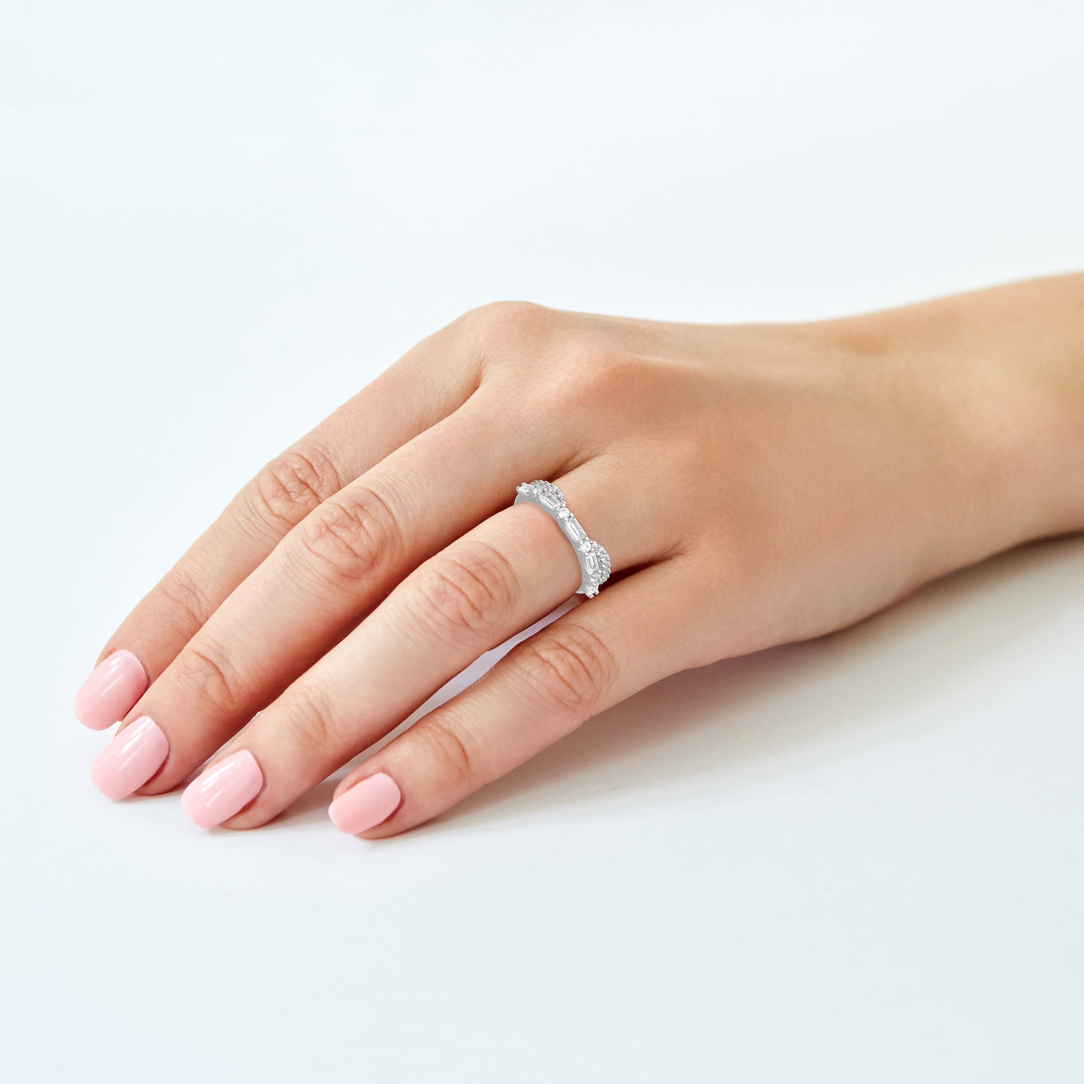 Keepsake 5/8 Carat TGW Created White Sapphire "Isla Gem" Women's Band in Sterling Silver