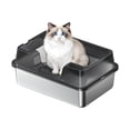 thumbnail image 4 of Stainless Steel Litter Box,Enclosed Cat Litter Box with Lid, High‑Sided Anti‑Urine Leakage Design for Large Cats & Multi‑Cat Households, Includes Scoop & Scoop Holder, Easy to Clean, 4 of 8