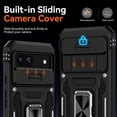 thumbnail image 3 of Tianle for Google Pixel 8A Case with Slide Camera Cover+Screen Protector(1 Pack), 360° Rotated Ring Kickstand Military Grade Shockproof Heavy Duty Protective Cover, Black, 3 of 7