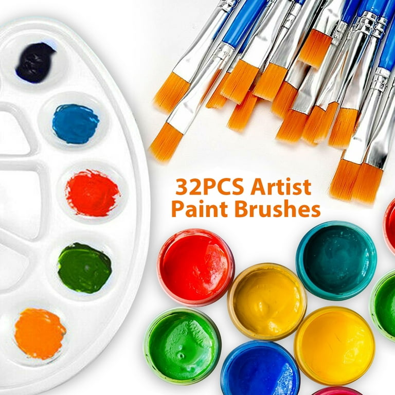 6PCS Flat and Detail Artist Paint Brush Bi-Color Nylon Hair Paint