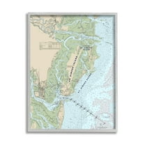 Stupell Industries Traditional St. Simons Island Nautical Map Blue Green, 11 x 14, Designed by Daphne Polselli