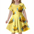 thumbnail image 1 of FhsagQ Robes pour Filles Robe Décontractée à Manches Courtes Imprimée Fleur Jaune Mignonne pour Filles Printemps 7 Juillet Taille 8 Printemps Jaune 8-9 Ans, 1 of 1