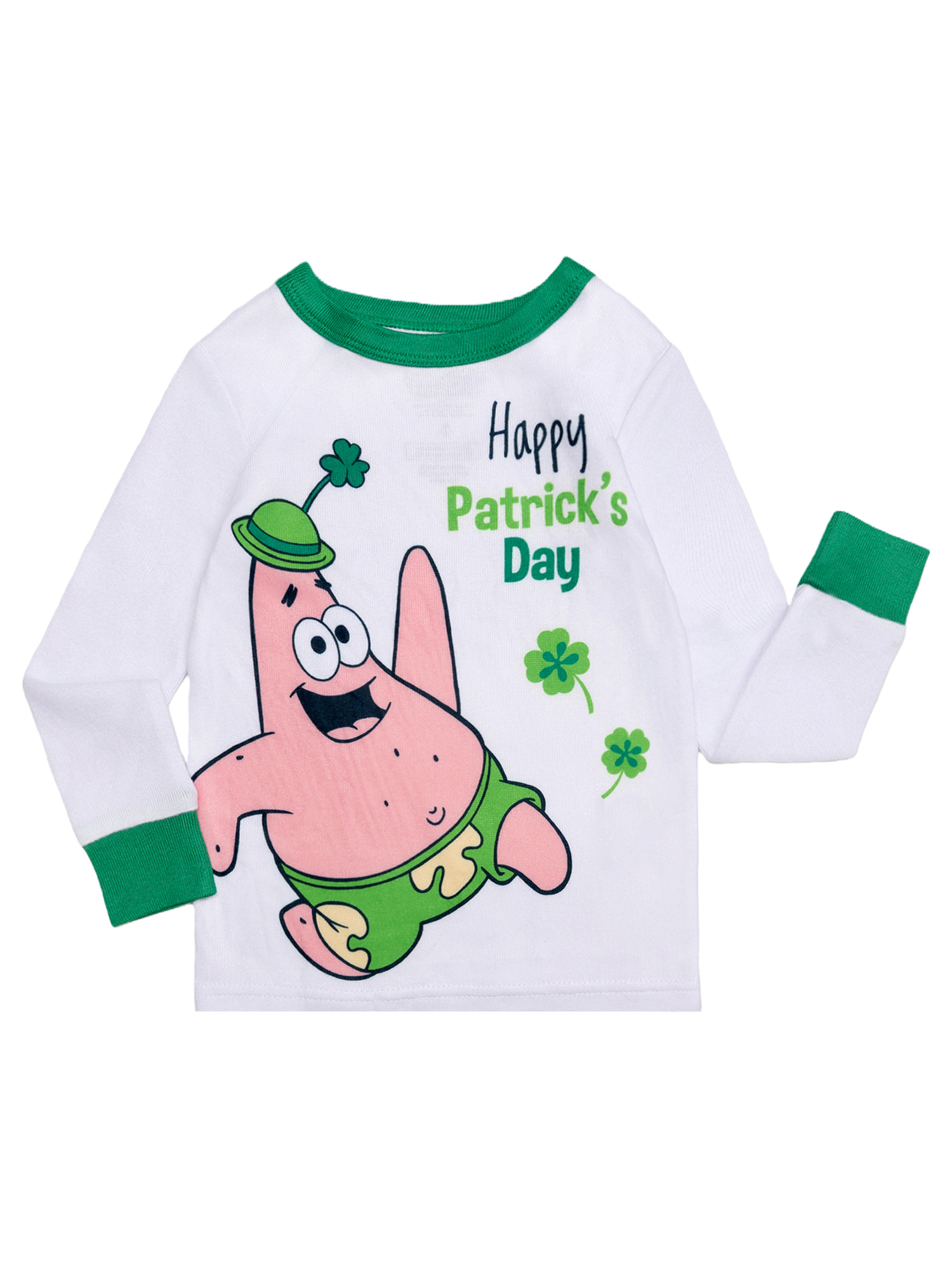 SpongeBob SquarePants St.Patricks Day 2-Piece Long Sleeve and Pant Snug Fit Pajama Set, Sizes 4-10