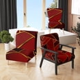 thumbnail image 2 of Designart "Yellow Triangulars Over Shades Of Red" Upholstered Modern Accent Chair - Arm Chair, 2 of 5