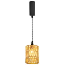 Kiven J-Type Track Lighting Pendants, 1-Light J Track Pendant Lights with Twine Lampshade, J Track Light Pedant for Kitchen Island Home Cafe, Adjustable Height,E12 Lampsocket