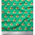 thumbnail image 1 of Soimoi Green Rayon Crepe Fabric Triangle & Eyes Face Print Sewing Fabric Yard 46 Inch Wide, 1 of 3