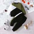 thumbnail image 2 of Gupgi Ensemble 2 Pcs pour Garçons Tout-Petits Automne Manches Longues Col Rond Chandail en Molleton Contrasté Taille Élastique 6M 9M 12M 2T 3T 4T Vêtements pour Garçons, 2 of 8