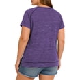 thumbnail image 4 of LANREMON Tunic Tops for Women Short Sleeve Oversized T Shirts Casual Round Neck Side Slit Plus Size Purple Tee Blouse for Women Size 26 Plus, 4 of 5
