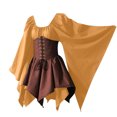 thumbnail image 4 of FcBaudy Robe Mi-Mollet à Manches Longues et Col Rond, Robes d'Été pour Femmes, Costumes Féminins, Robe Corset Rétro Gothique à Manches Longues, Robe Mi-Mollet à Col Rond pour Femmes, 4 of 7