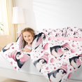 thumbnail image 4 of Homewish Cute Cartoon Penguin Queen Comforter Set,3D Loves Pattern Bedding Sets,Pink White Black Bedding Comforter Set For Girl Kids,Microfiber Bedroom Decor Reversible,3 Pieces, 4 of 8