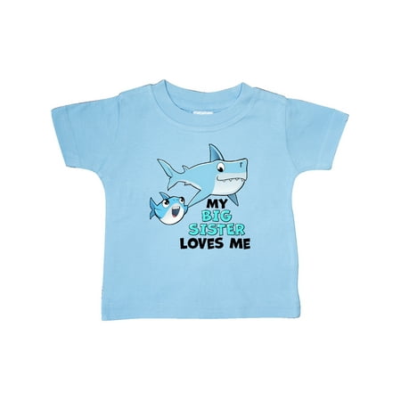 

Inktastic My Big Sister Loves Me with Cute Sharks Gift Baby Boy or Baby Girl T-Shirt