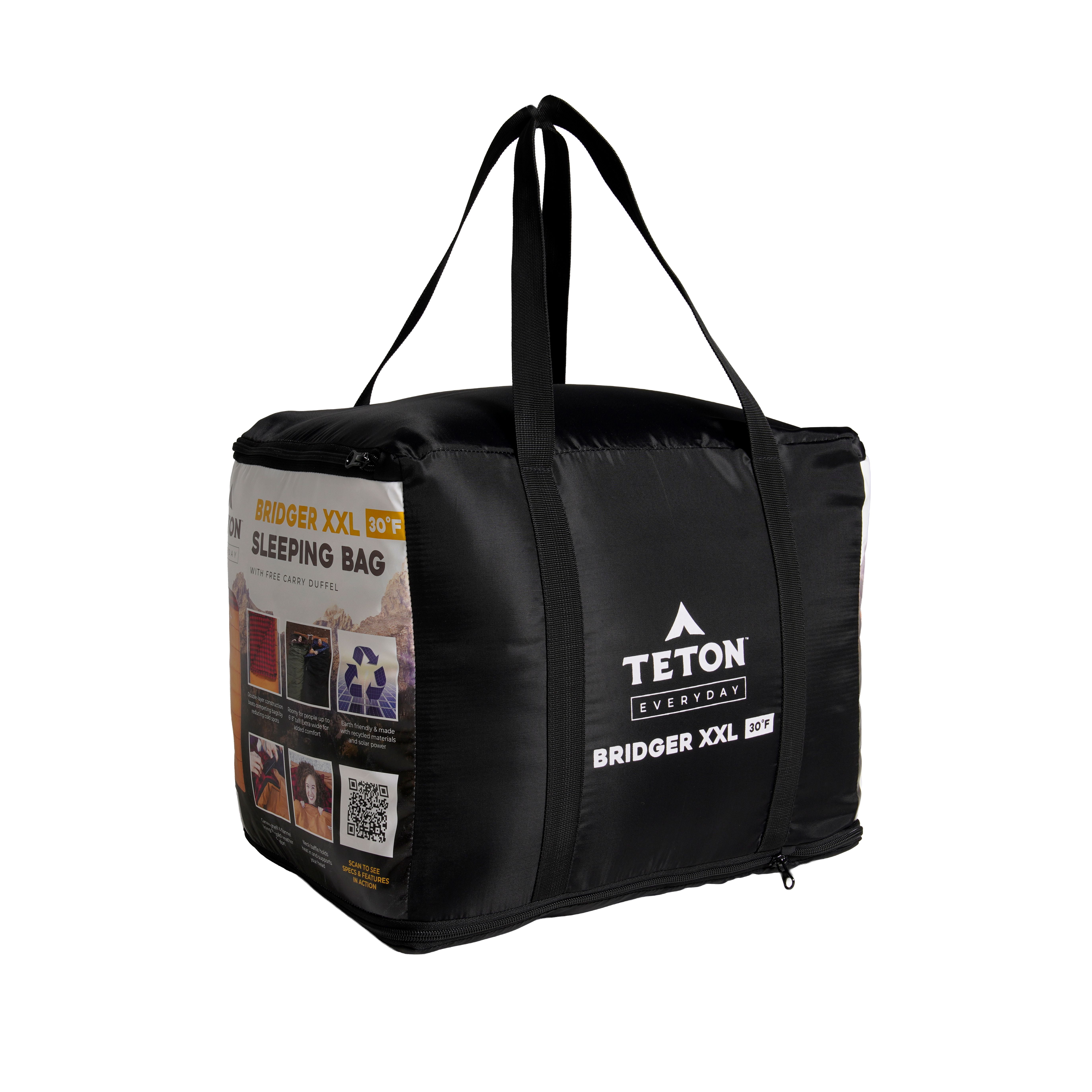 Teton Bridger XXL 30°F Sleeping Bag – Extra‑Wide Canvas Outdoor Bag with Flannel Lining & Compression Sack