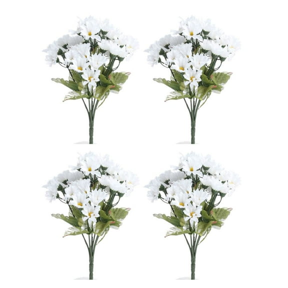 4pc Silk White Daisy Bushes - for Spring/Summer Decor - Factory Direct Craft