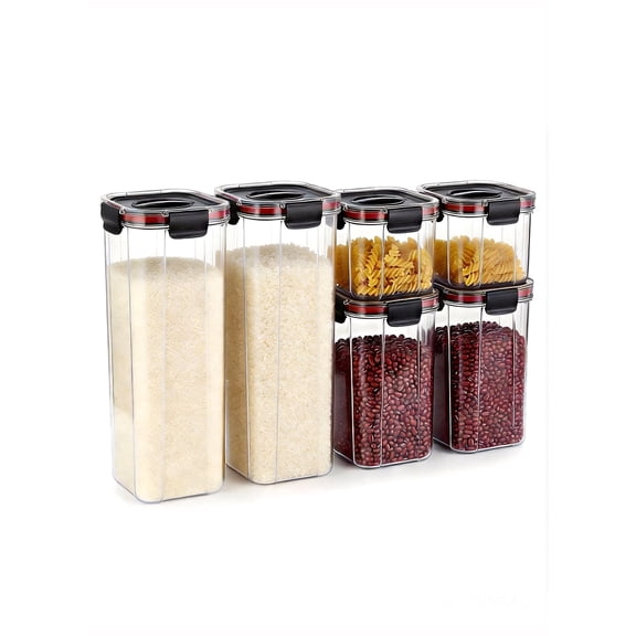 Airtight Food Storage Containers with Lids - Furein 6Ppcs Plastic Kitchen & Pantry Organizers Canister Set for Flour, Sugar, Dry Food | BPA-Free Kitchen Storage Containers
