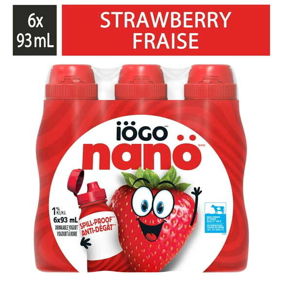 Yogourt à boire nanö à la fraise 1 % IÖGO 6 x 93 mL