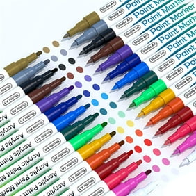 Paint Pens, Shuttle Art 30 Pack Acrylic Paint Markers with Extra-Fine and Fine Tip, Low-Odor Water-Based Quick Dry Paint Markers for Rock, Wood, Metal, Plastic, Glass, Canvas, Ceramic