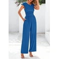 thumbnail image 6 of PRETTYGARDEN Summer Jumpsuits for Women Dressy Ribbed Cap Sleeve Wide Leg Pants Rompers Elegant Casual One Piece Outfits, 6 of 8