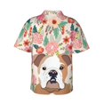 thumbnail image 3 of Bulldog Dog Lovers Florals Hawaiian Shirts For Men, Summer Short-Sleeve Relaxed-Fit Button-Down Shirts Xx-Large, 3 of 9