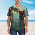 thumbnail image 2 of Balery Flying Parrots In Jungle Camisas hawaianas de manga corta para hombre, camisas playeras de corte holgado, camisas de vacaciones con botones,Large, 2 of 7