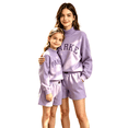 thumbnail image 2 of PARKE Matching Mother-Daughter Sweatshirt Set – Casual Embroidered-Letter Sweatshirt and Shorts, 2 of 6