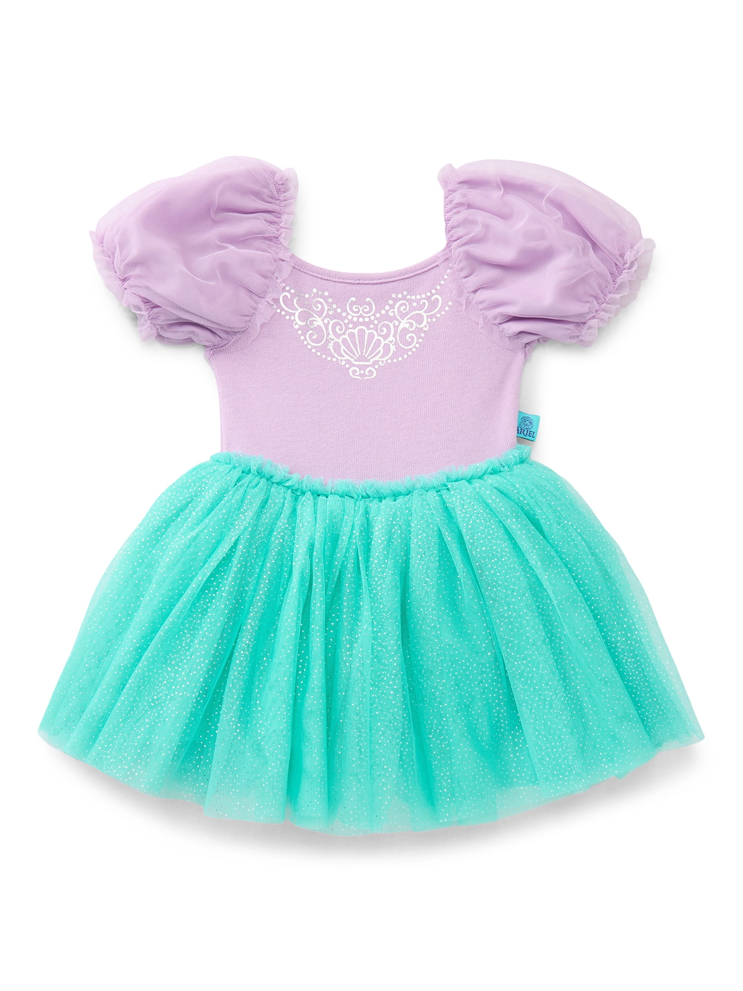 Disney Princess Toddler Girls Ariel Cosplay Tutu Dress with Puff Sleeves, Sizes 12M-5T