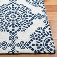 thumbnail image 3 of SAFAVIEH Micro-Loop Wichita Medallion Area Rug, Ivory/Blue, 5' x 5' Square, 3 of 7