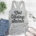 thumbnail image 2 of Not Today Satan Tank Top, Ladies Racerback Tank Top, Religious Graphic Tee, Funny Jesus Tank, Silver Gray, X-Large, 2 of 3