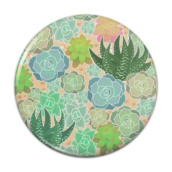 Succulent Cactus Aloe Plants Pattern Pinback Button Pin