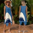 thumbnail image 3 of Psesaysky Shark Blue Palm Mini Dress for Women Sleeveless Flowy Sundress with Pockets or Mens Shirts Buttons Aloha Top Hawaiian Couples Luau Outfit Plus Size His and Her Clothes, 3 of 7