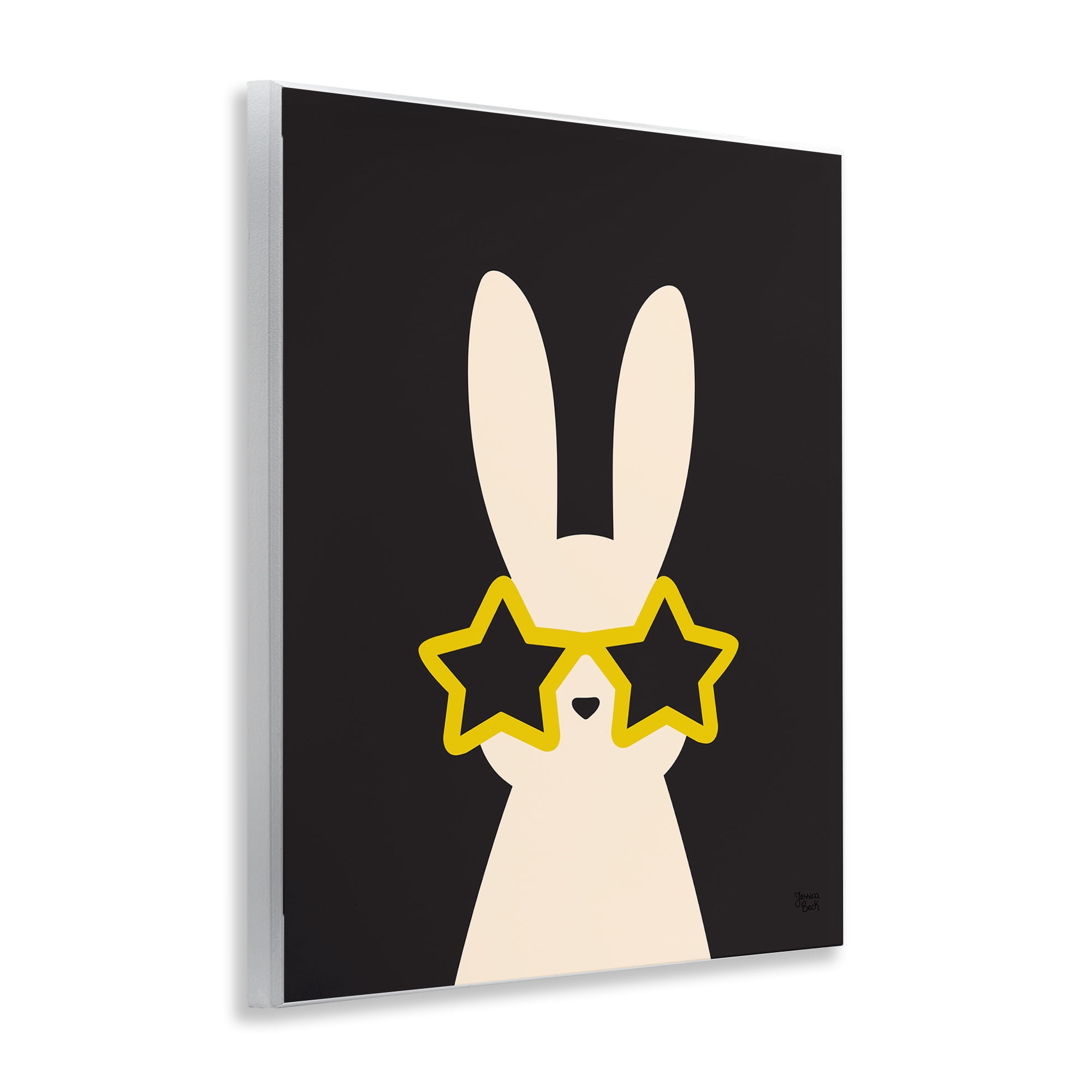 Stupell Industries Rabbit with Star Glasses Animals Painting Unframed Art Print Wall Art, 11 x 14