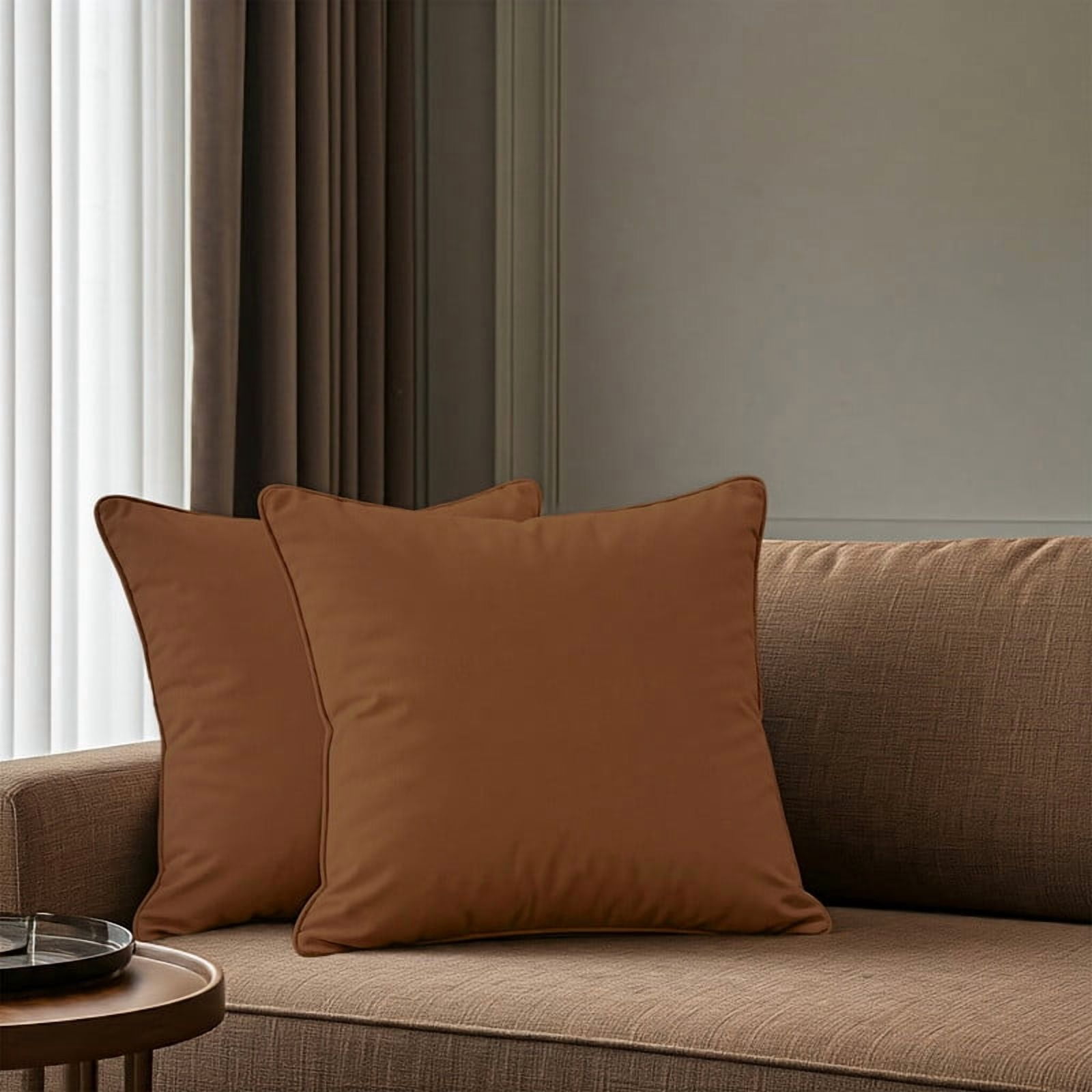A1HC Set of 2 Luxurious Soft Velvet Throw Pillow Covers Only, 22"x22", Burnt Caramel, Decorative Cushion Covers with Hidden YKK Zipper for Sofa or Bed